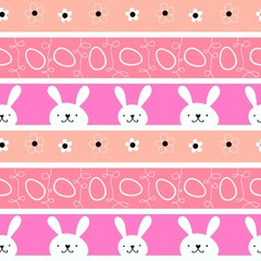 Cartoon animals seamless Easter eggs and rabbit bunnies pattern for wrapping paper and kids clothes print