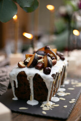 christmas cake on a plate