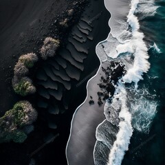 Black Sand Meets The Crashing Ocean