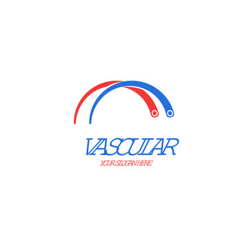 Vascular bridge logo design with blood for medical and health care, pharmacy, hospital, clinic, surgery, etc.