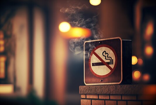 illustration of no smoke sign with smoke from it