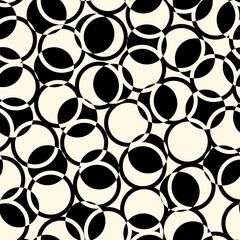 Circles, rings pattern. Circular figures seamless ornament. Geometric motif. Rounds background. Circle, ring shapes ornate. Digital paper, textile print, web design, abstract wallpaper, vector art.