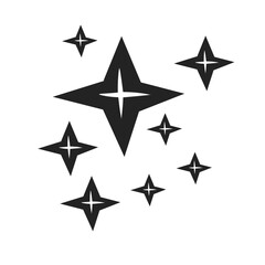 Set of black hand drawn doodle stars