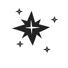 Set of black hand drawn doodle stars
