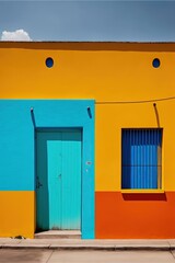 Traditional and colorful facade from Guatemala illustration made with Generative AI