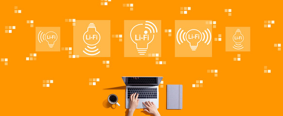 LiFi theme with person working with a laptop