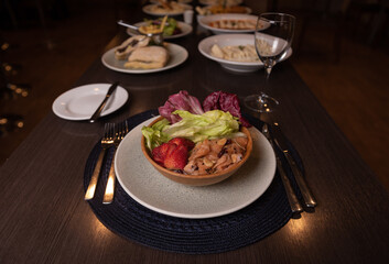 prato, jantar, comida, salada, natural