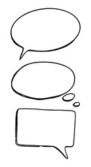 Set of speech bubbles in doodle style. Clipart for daily planning, diary, memo. Hand drawn vector design element. Contour drawing isolated on white.