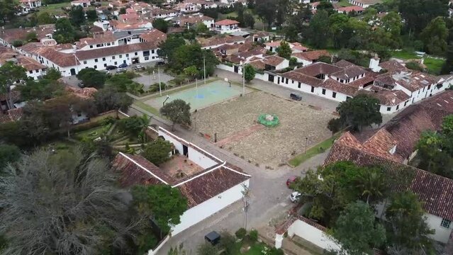 soccer field and basketball court in boyaca colombia, sports for the youth  