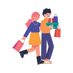 couple and shopping stuffs