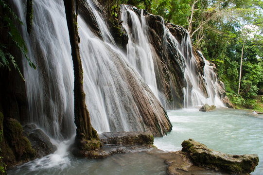 A group of small waterfalls in Tabasco, Mexico.