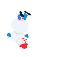 Cheerful snowman. Vector illustration in a flat style.