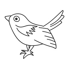 Single hand drawn bird. Vector illustration in doodle style. Isolate on a white background.