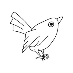 Single hand drawn bird. Vector illustration in doodle style. Isolate on a white background.