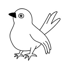 Single hand drawn bird. Vector illustration in doodle style. Isolate on a white background.