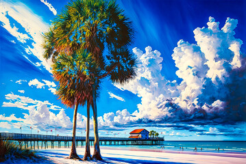 Clearwater, Florida, painting. Generative AI - obrazy, fototapety, plakaty