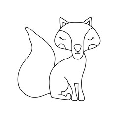 Single hand drawn fox. Doodle vector illustration. Isolated on a white background.
