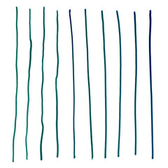 Painted watercolor green strips. Hand drawn elements isolated on white.