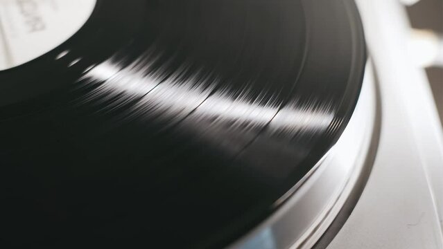 Old vintage gramophone playing vinyl record