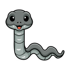 Cute black mamba snake cartoon