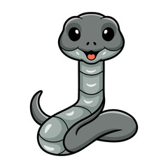 Cute black mamba snake cartoon - obrazy, fototapety, plakaty