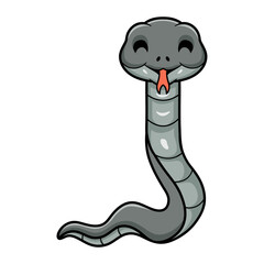 Fototapeta premium Cute black mamba snake cartoon