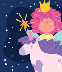 Obraz na płótnie Canvas fairy cute and unicorn