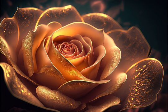 Luminous Romantic Valentine's Rose, Machine Learning AI Generated Image of a Detailed Glowing Flower