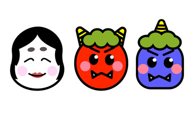 おたふくと鬼のイラスト