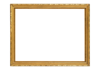 Vintage gilded antique picture frame with transparent background.