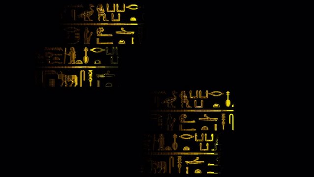 Trippy Glowing Hieroglyphs Egypt Ancient Historic Wallpaintings Old Symbols 3D Vj loop Background 4k Abstract Art Pharaoh Drawings 