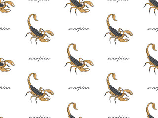 Scorpion cartoon character seamless pattern on white background