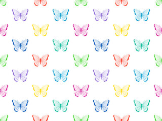 Butterfly  cartoon character seamless pattern on white background