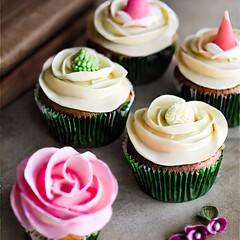 Cupcakes with rose cream