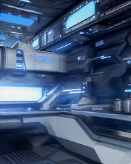 futuristic spaceship interior generative ai