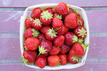 Box of fresh strawberries