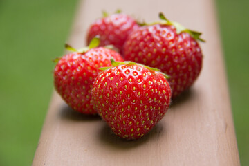 strawberries on a wooden table