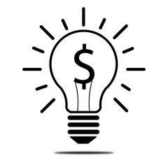 Lightbulb lit with dollar symbol of business idea - idea or insight symbol