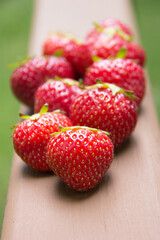 strawberries on a wooden table