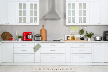 Beautiful kitchen interior with stylish modern furniture