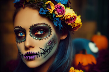 Beautiful catrina makeup for day of the dead