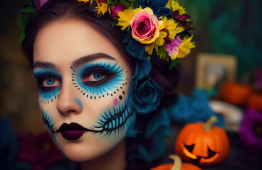 Mexican "Catrina" Day Of the Dead, día de los muertos