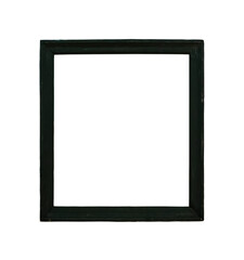 Old black wooden picture frame on white background isolated