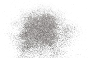 Shiny silver glitter on white background, top view