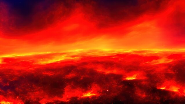 Dark Red Sky And Smoke Wildfire Global Warming Background.