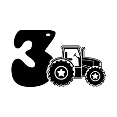 Tractor with Birthday Number