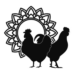 Chicken hen and Rooster Silhouette