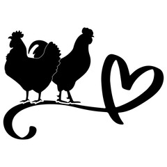 Chicken hen and Rooster Silhouette