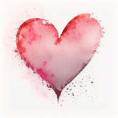 Simple pink watercolor heart on white background.
