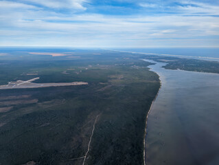 Aerial view of the approach to Pensacola Florida. 